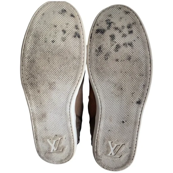 Louis Vuitton Men’s Cutback Brown Suede Canvas Sneakers Size 8